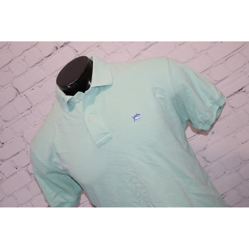 Southern Tide Skipjack Polo Mens Large Blue Short Sleeve Pique Cotton Blend